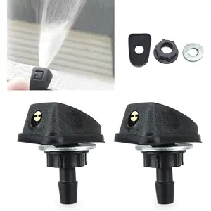 Pack-2  Front Windshield Washer, Automotive Wiper Nozzles, 0.31" Sprayer   , Single Hole Adjustable Fan-shaped Kit,  for  ,  (Black)