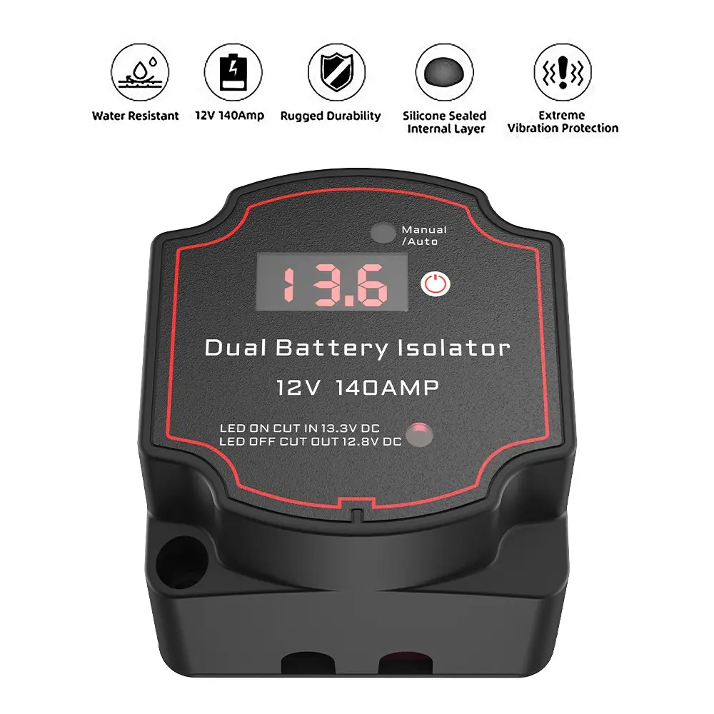 12 Volt 140A VSR Voltage Sensitive Split Charge Relay, Automotive Auto Smart Battery Isolator for Dual Battery Bank, Camper Car Marine Vehicle