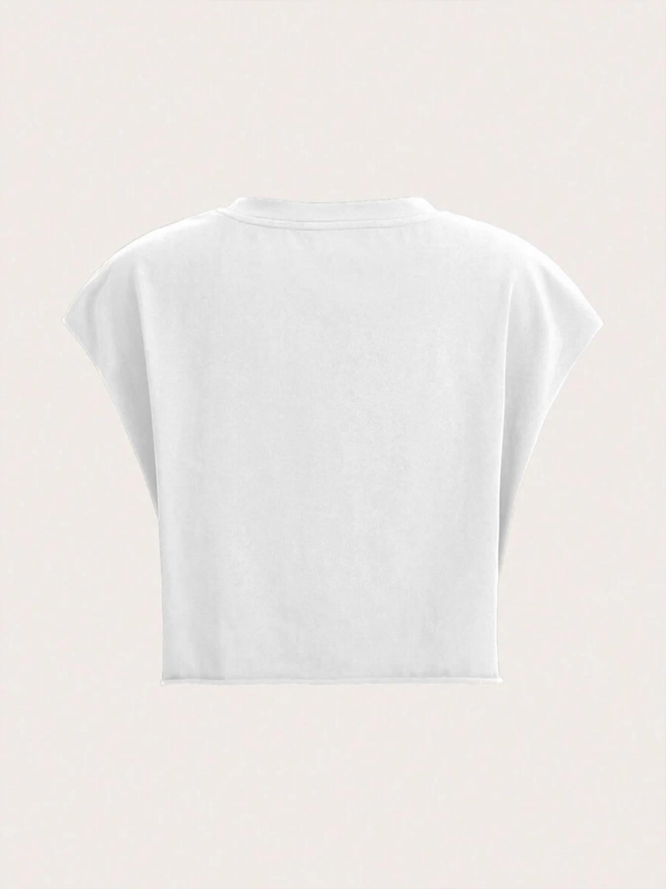 Women's Letter Print Round Neck Tee, Fashion Casual Crewneck Short T-Shirt for Daily Holiday Vacation Outdoor Wear, Ladies Clothes for All Seasons, Top, Womenswear, Tshirt