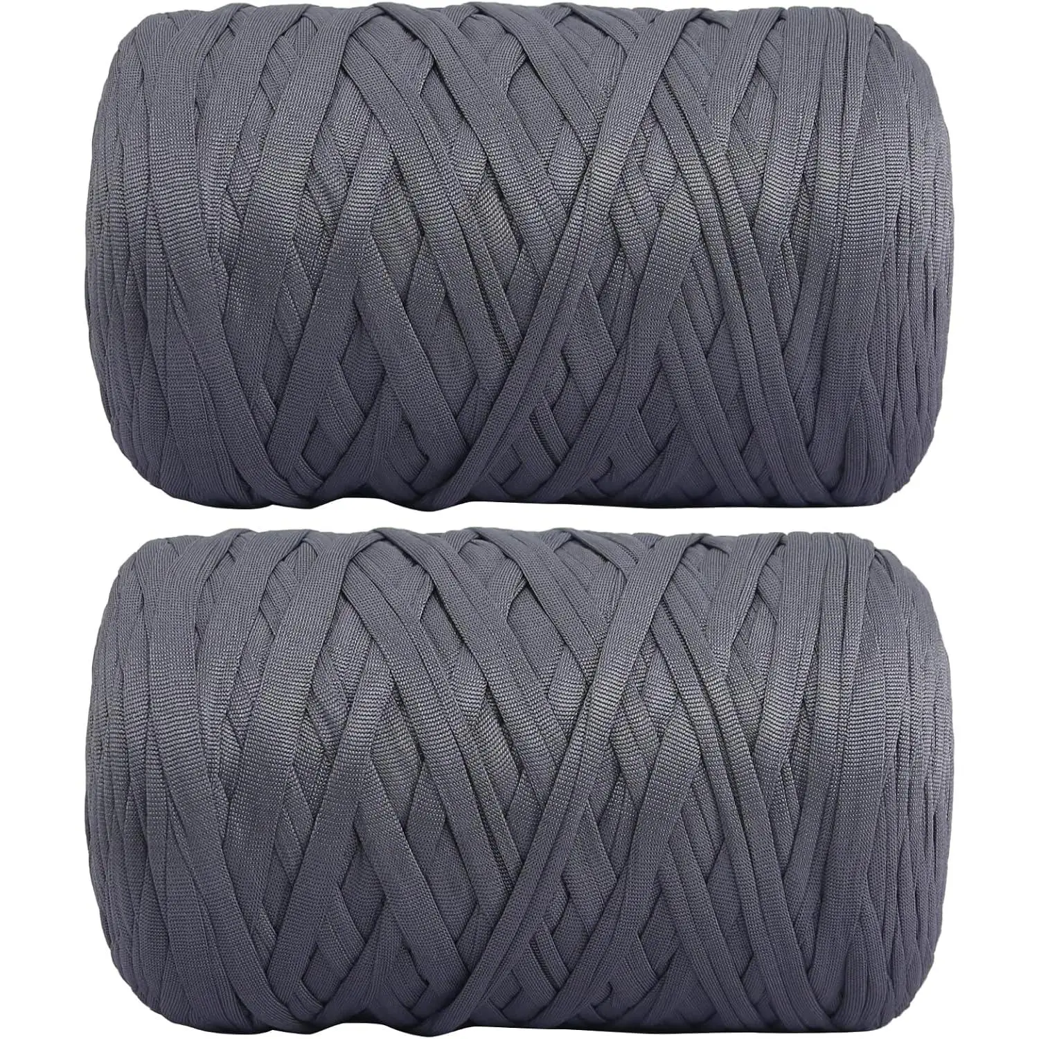 2 PCS 800g T-Shirt Yarn Elastic for DIY, 260 Yards Spaghetti Thick Yarn for Hand DIY Bag Basket Cushion Crocheting Projects,Home Decor(Dark Grey)