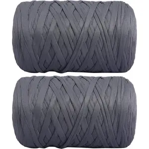2 PCS 800g T-Shirt Yarn Elastic for DIY, 260 Yards Spaghetti Thick Yarn for Hand DIY Bag Basket Cushion Crocheting Projects,Home Decor(Dark Grey)
