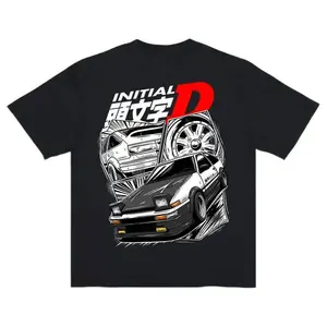 [ 🎆   Sale Up To 50%]Men's Initial D AE86 Graphic T-Shirt, Comfy 100% Cotton Anime Streetwear, Stylish Short-Sleeve Automotive Tee with Back Print