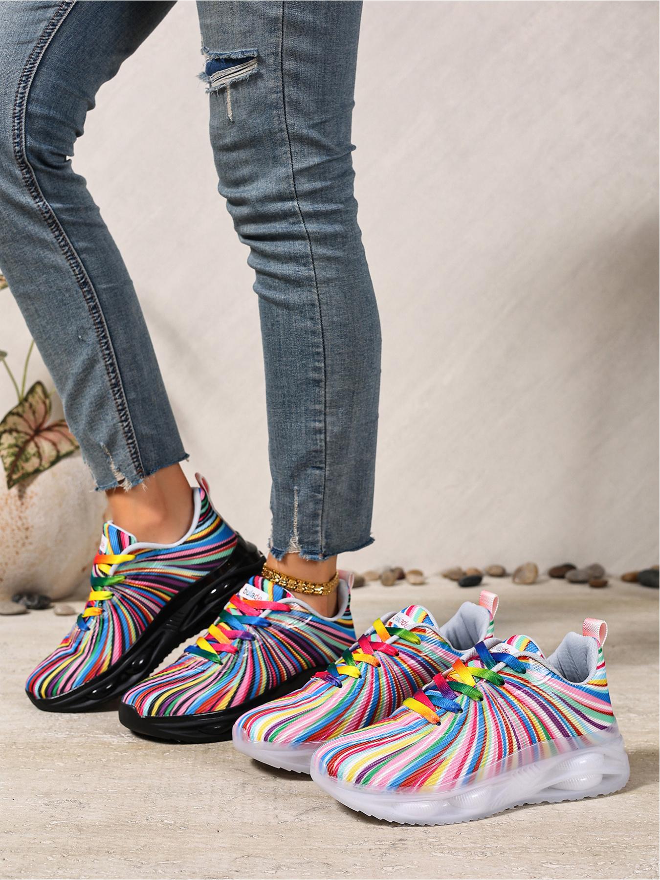 Women's Lace-Up Colorful Jelly Platform Sneakers - Lightweight Breathable Casual Shoes for Outdoor Sports & Daily Wear
