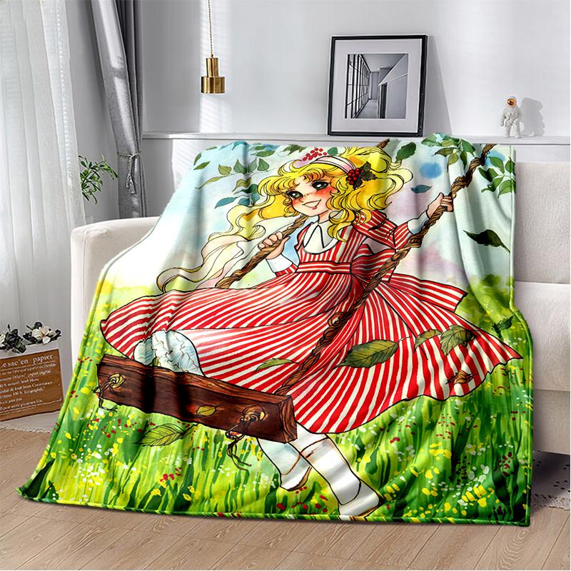 2025 New Style Candy Candy Girl Cartoon Anime Soft Plush Blanket,Flannel Throw Blanket Polyester Blanket for Living Room Bedroom Sofa Kid Gift