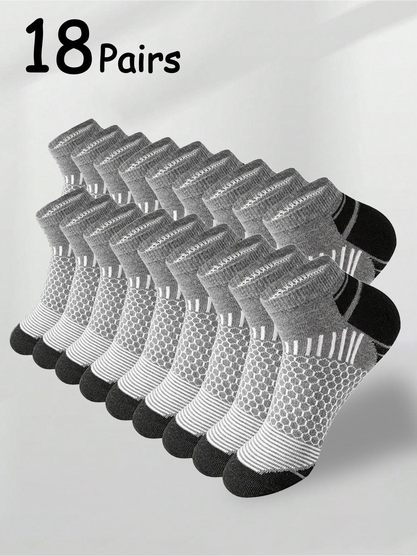 Men's Patchwork Honeycomb Print Ankle Socks, Sports Athletic Socks, Breathable Comfortable Socks for Daily Wear, Athletic Running Socks for Men