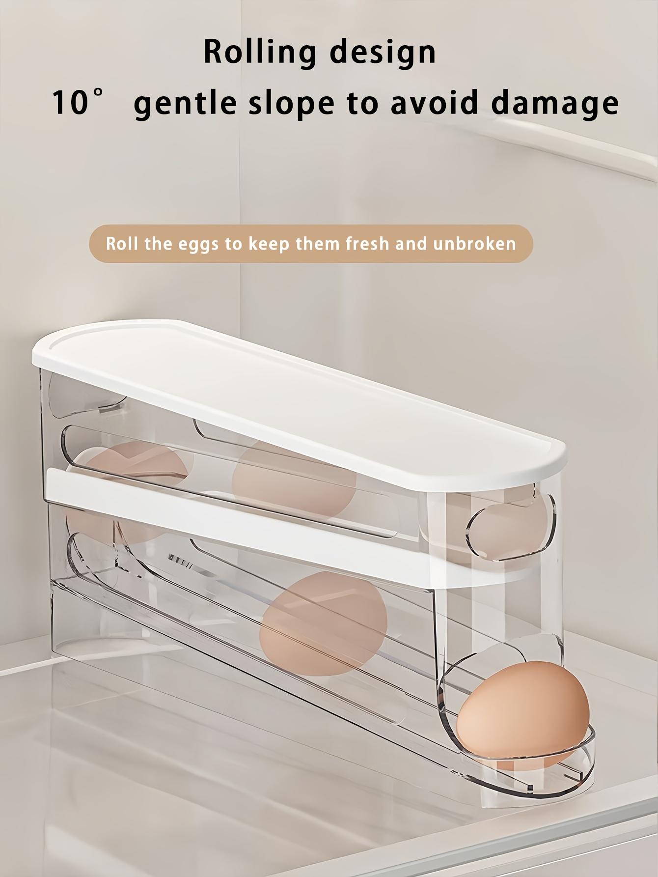 Automatic Egg Storage Box for 12-14 Eggs with Double-Layer Sliding Design | Fresh Egg Organizer with Flip Cover | Space-Saving Egg Rack for Refrigerator, Essential Kitchen Solution for Storing Eggs