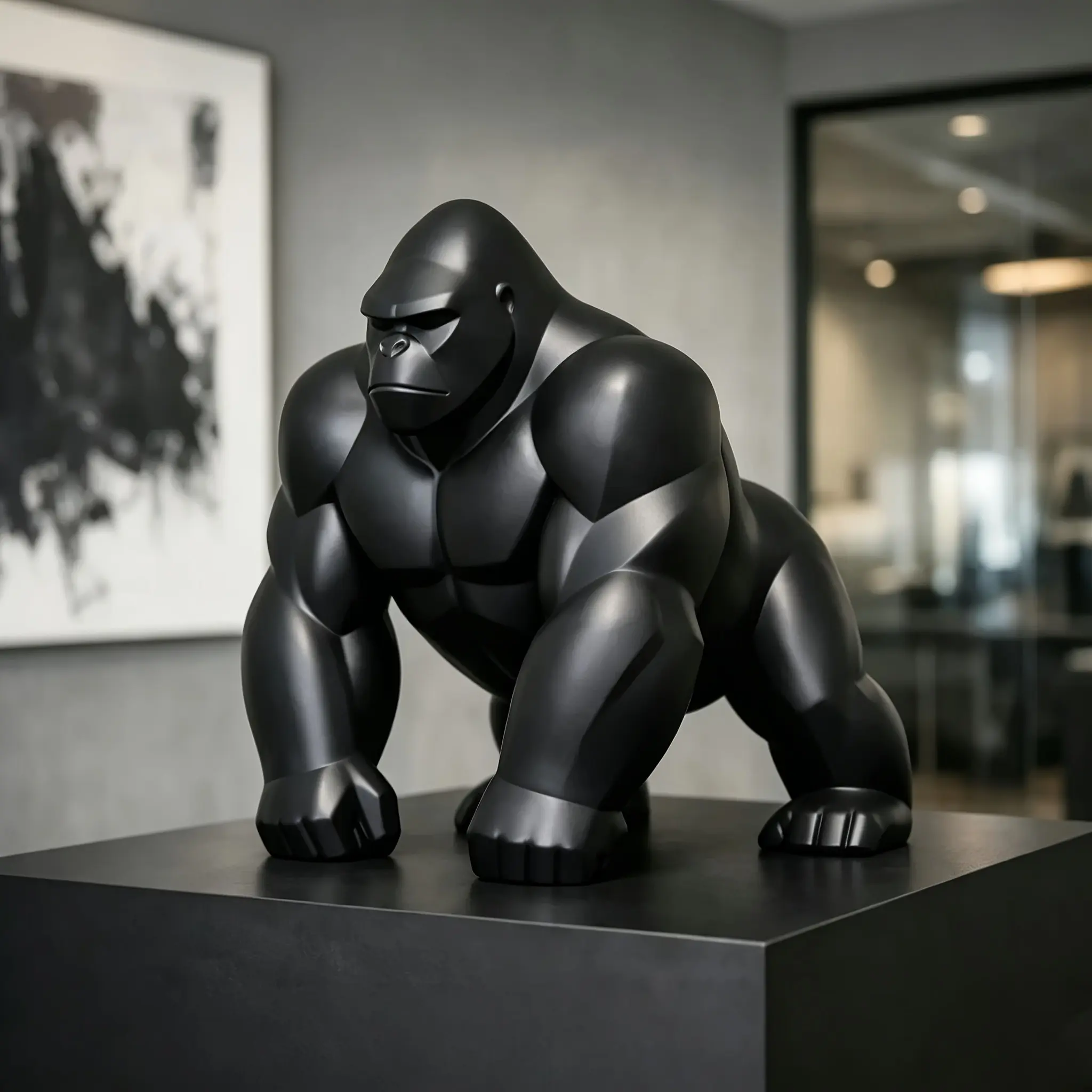 Modern Abstract Gorilla Sculpture, Minimalist Geometric Animal Art, Home Office Desk Decor, Gift for Animal Lovers, Collectible Ornament
