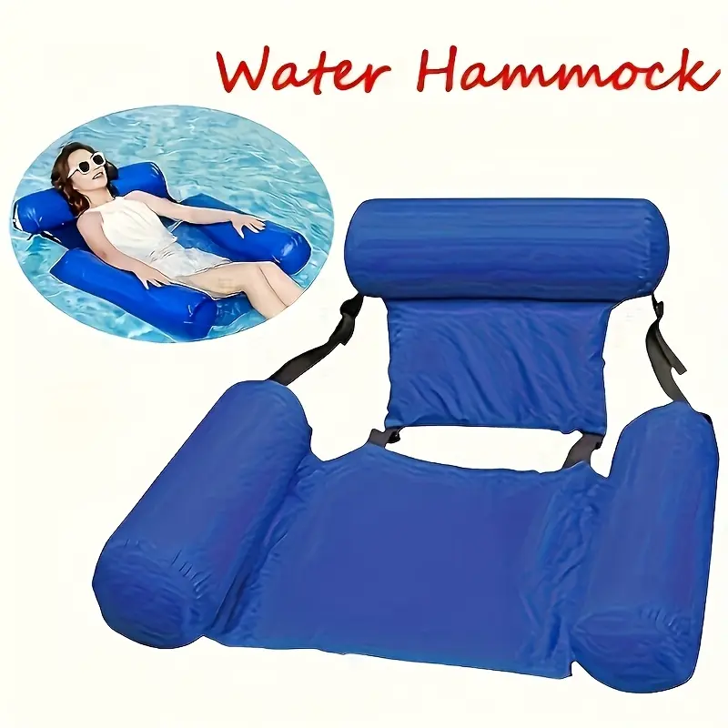 2pcs/1pc Inflatable Water Floating Lounger for Pool, Beach Party, Inflatable Water Hammock Chair - Durable Pvc Foldable Buoyancy Lounger with Armrests Headrest, Portable Lounge Chair for Relaxation