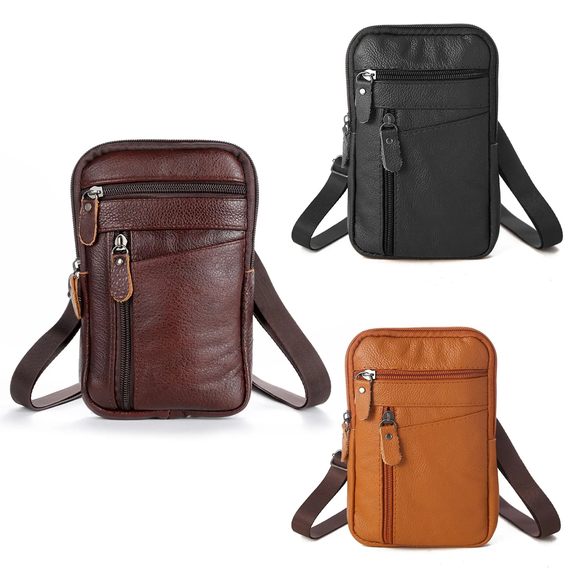 Versatile Men's Leather Crossbody Bag, Durable Cycling Shoulder Bag, Stylish Everyday Chest Bag with Adjustable Strap, Outdoor Travel Sling Backpack, Practical and Portable, Father's Day Gift belt