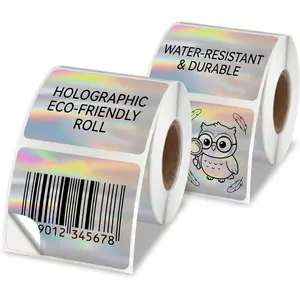 2 Rolls Holographic Thermal Labels 40x30mm (1.57"x1.18"), Rectangle Custom Stickers for  M110/M120/M200/M220/M221,P50/P2/DP26/BQ10  Thermal Label Paper for Barcode, Price, Address