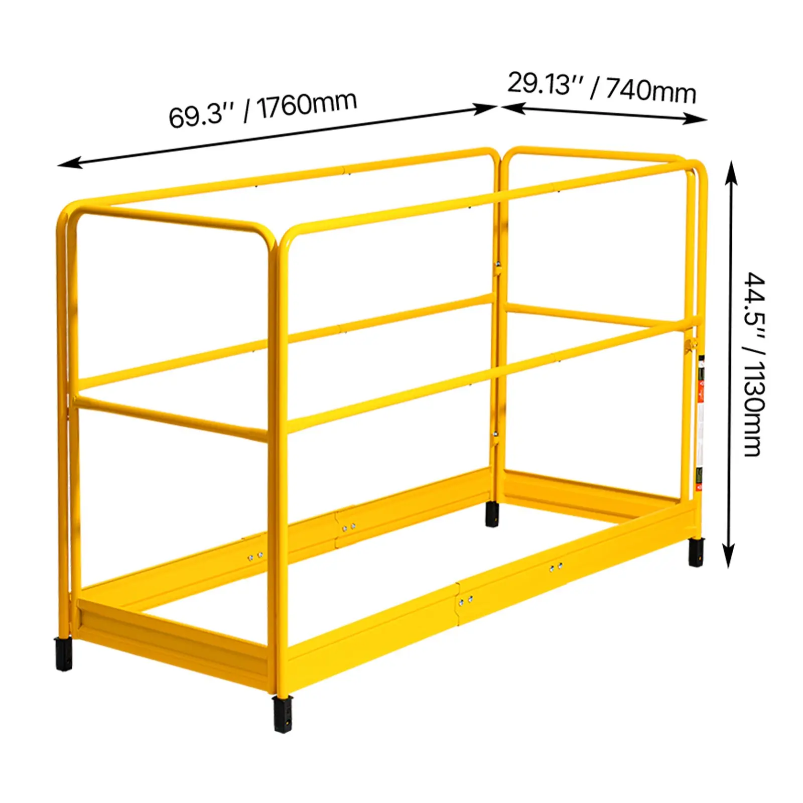 【DealsForYouDays】VEVOR 6 Foot Scaffolding Safety Guardrail, Rustproof Solid Carbon Steel Scaffold Guard Rail of 55.4 lbs Load Capacity, Baker Style Metal Guardrails Accessory System for Scaffolding Platform, Yellow