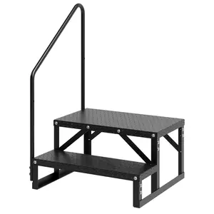 GARVEERV Stairs with Handrail and Anti-Slip Panel, Portable Alloy Steel Ladder with 660lb Capacity, Available in 2, 3, and 4 Step Versions for Easy Access to RVs, Hot Tubs, and Travel Trailers