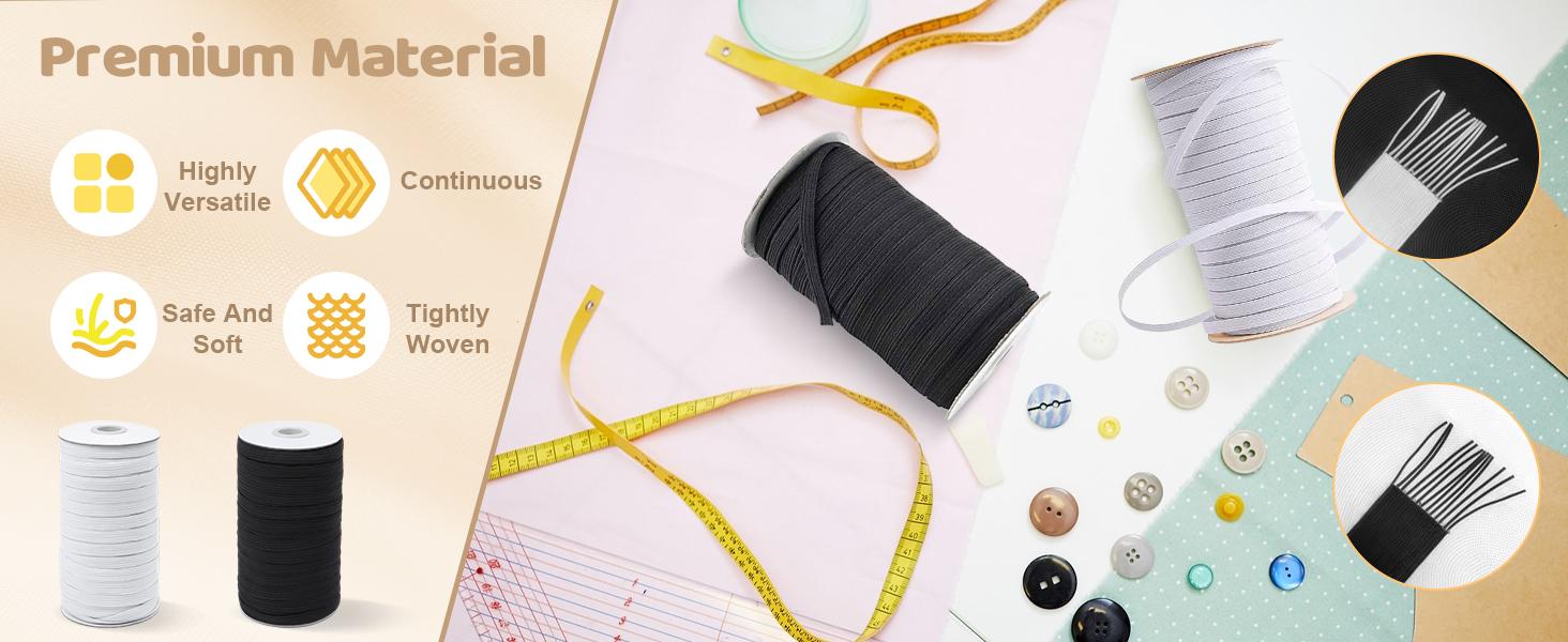 45 Yards Length 1/2" Width Elastic Bands Flat Elastic Cord Rope Stretch Spool Knit for Sewing DIY Projects, Arts & Crafts (White, 1/2 Inch)