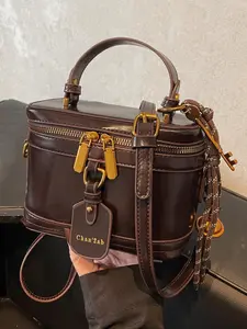 Women's Elegant Minimalist Handbag, Fashionable Retro Simple Style Crossbody Shoulder Bag with Charm, Casual Trendy Versatile High-quality Daily Commuter Bag, Sling Purse