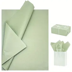 Sage green tissue paper, 15 sheets of 20 x 14 inches / 50 sheets of 20 x 28 inches wrapping paper, matcha-colored gift bag tissue paper, large-capacity DIY handmade gift wrapping paper, suitable for birthdays, weddings, festivals, and floral arrangements.