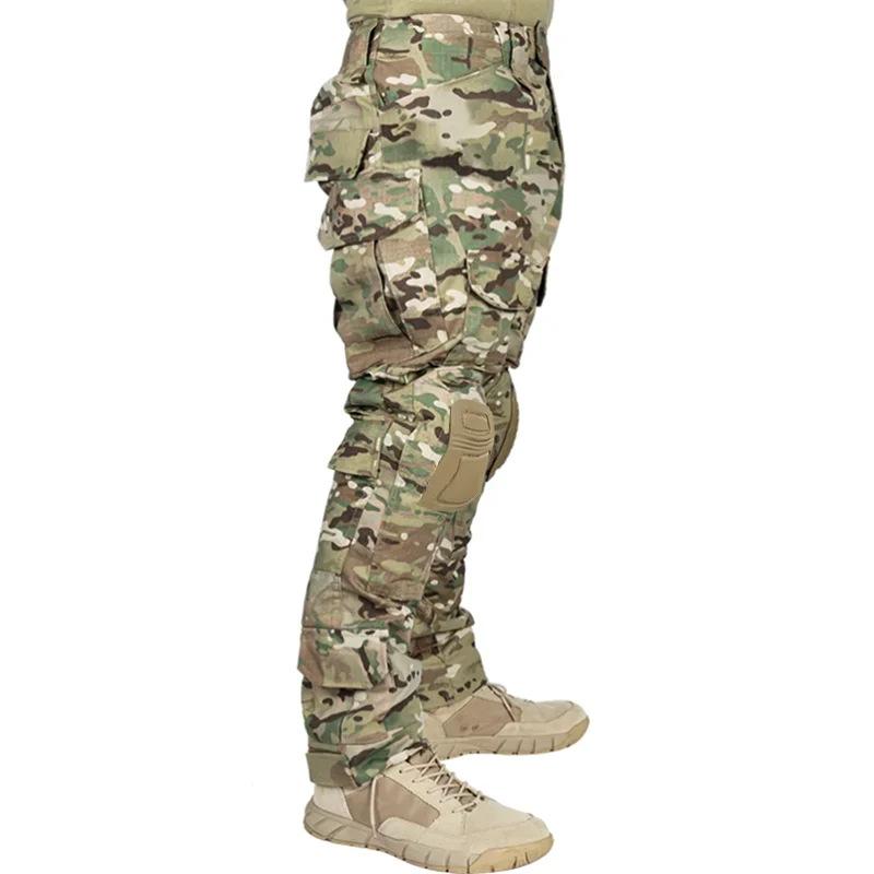 Men's Camo Tactical Cargo Pants With Knee Pads|   G2 Frogg Trousers For Hiking Camping Training