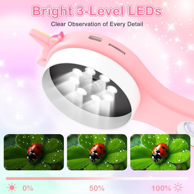 Digital Microscope Camera, Mini Pocket Handheld Camera with 2" Screen, 500X Zoom, 8LED Lights, Macro Lens, Birthday Gift for Students