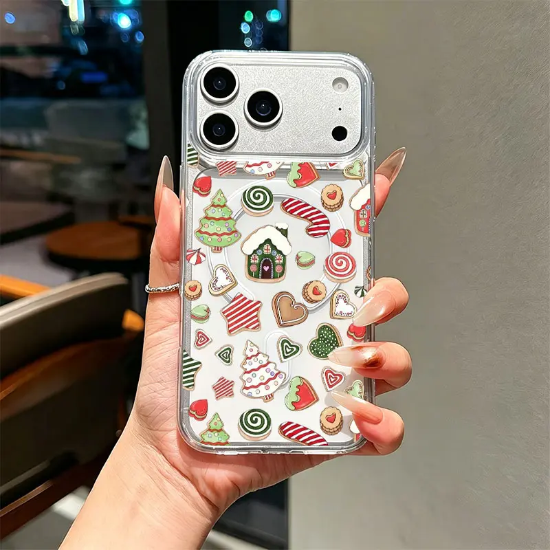 Christmas Gingerbread Cookie Phone Case,Vintage Cartoon Style,for iPhone 17 16 15 14 13 12 11 Plus Pro Max,Warm Winter Holiday Gift for Trendy Lovers and Daily Party Scenarios