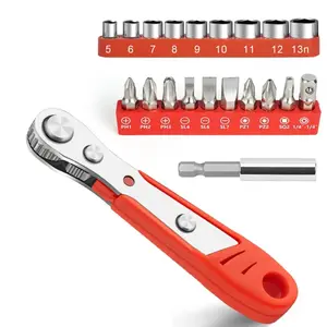 Ratchet Wrench Kit, Right Angle Screwdriver, Edc Gear Tool for Compact Spaces, Stainless Steel Ratchet Wrench Bit Set, Ratcheting Wrench Set