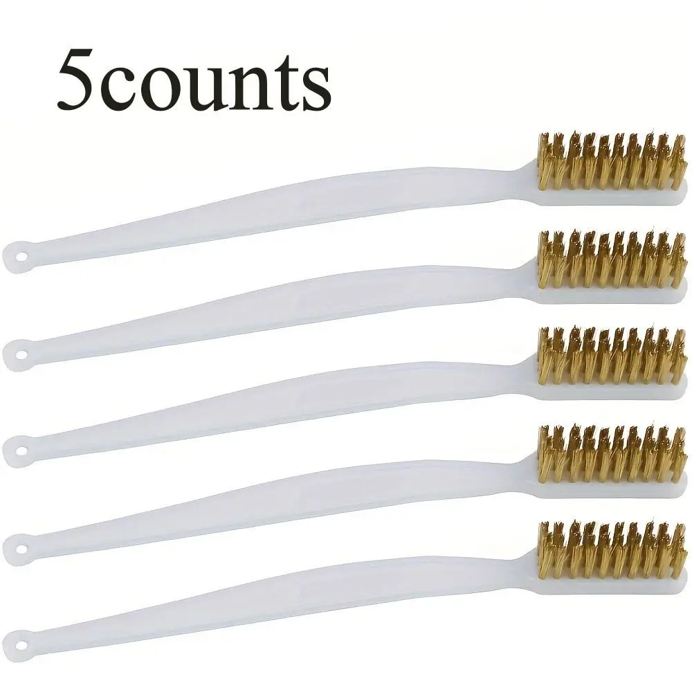 5-Piece 3D Printer Nozzle Cleaning Brass Wire Brush Tool Set, Brass Handle Hot End Cleaner, Copper Line Brushes for Printing Maintenance