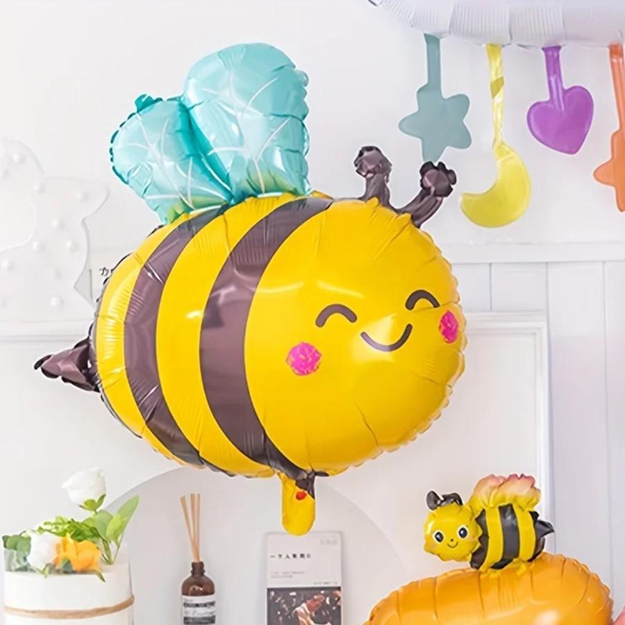 3pcs/6pcs Cute Bee Balloon Set for Party Scene Arrangement -AluminumFilm Balloons with Animal Design