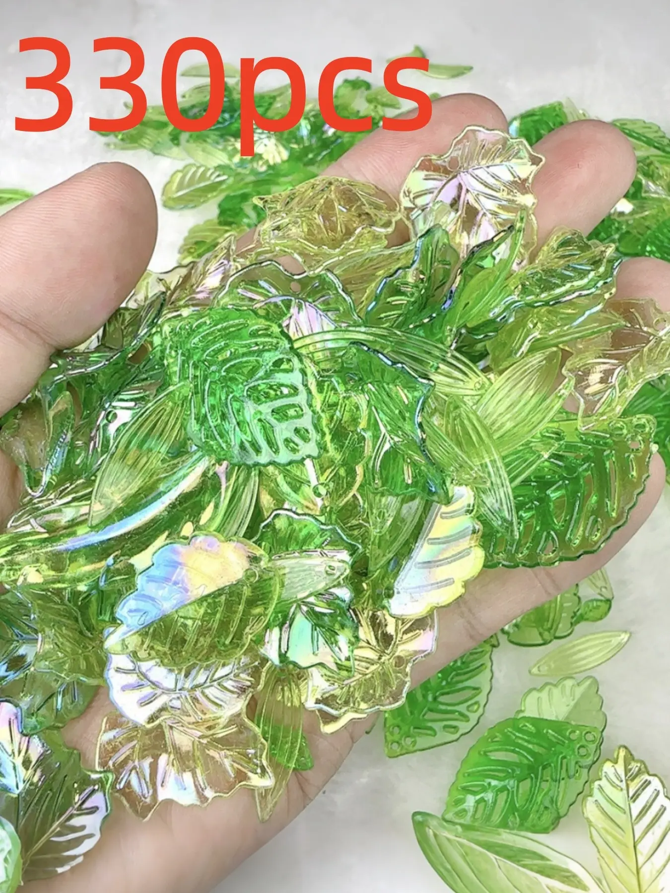 330pcs Acrylic Leaf Beads, Curved Leaf Pendants, Bead Charms Bulk, DIY Jewelry Making Accessories, Keychain, Bracelet, Necklace, Earrings