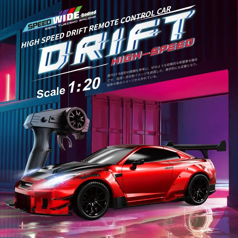 1:20 Four-Wheel Drift Fast RC Car, Wide Body Gtr Simulation Race Car, High-Speed Drag Racing Remote Control Toy, Boy's Gift