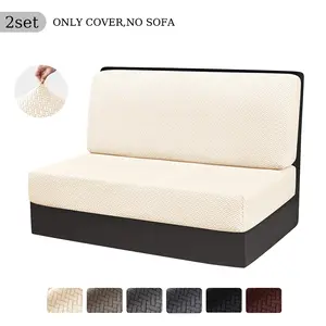 2set of  T-shaped Jacquard RV Dining Table Sofa Cover Solid Color Elastic Cushion Cover Removable Dust-proof and Dirt-proof Camper Van Sofa Cover Washable Jacquard Covers