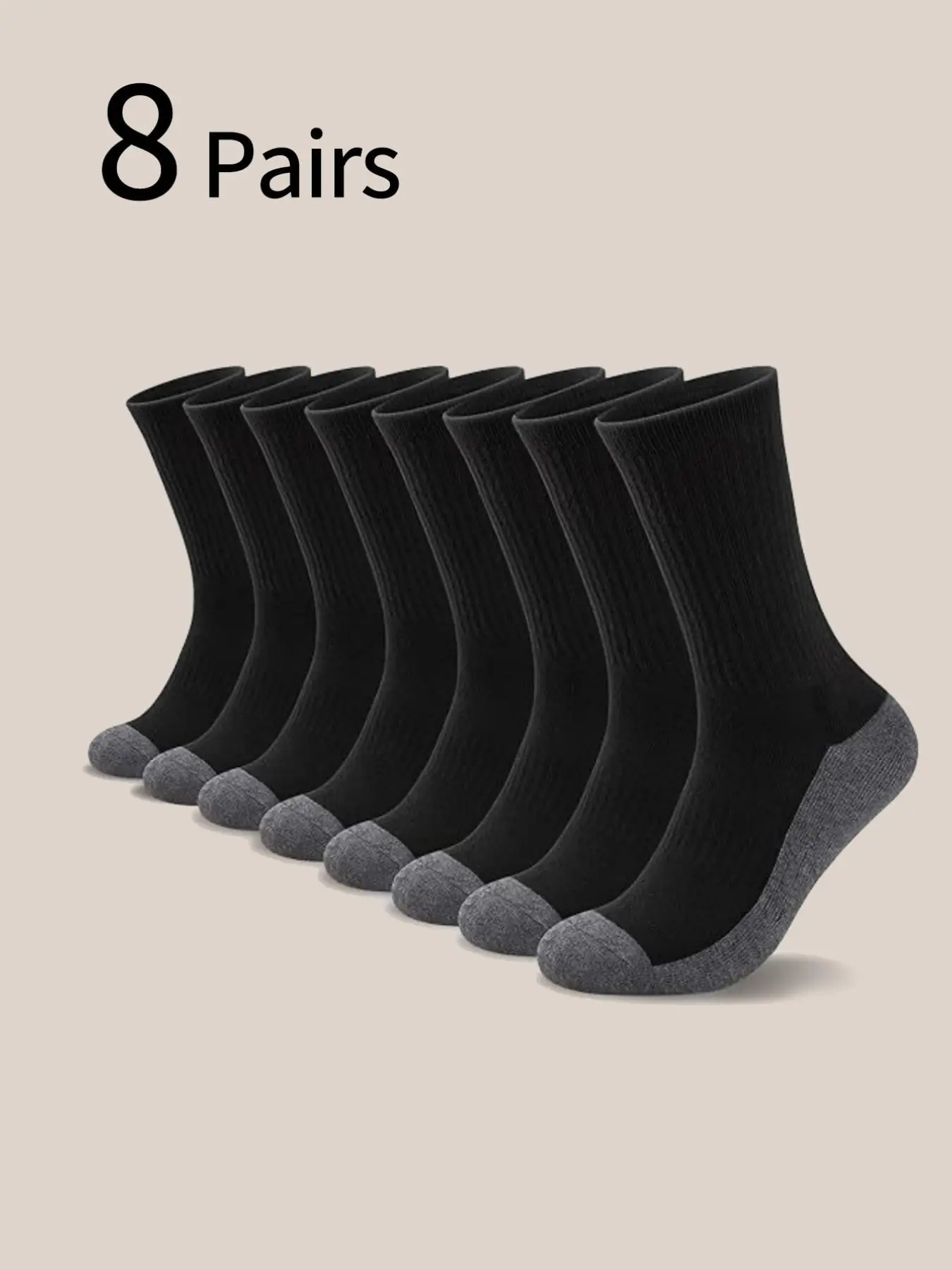 8 Pairs Men's Thick Warm Long Socks, Durable Shockproof Anti-Slip Outdoor Sports Socks, Quick-Dry Antibacterial Sweat-Wicking Odor-Resistant, Basketball Socks