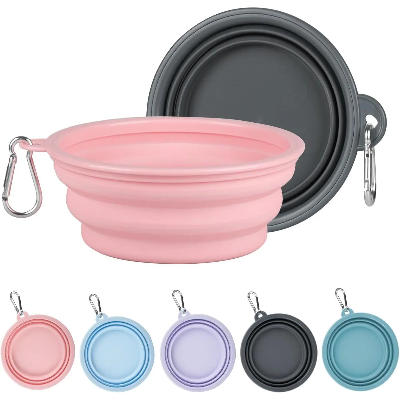 Collapsible  Bowls for Travel, 2Pack  Portable Water Bowl, Foldable  Bowl with Clasp,   Feeding Cup Dish for Traveling, Walking, Hiking