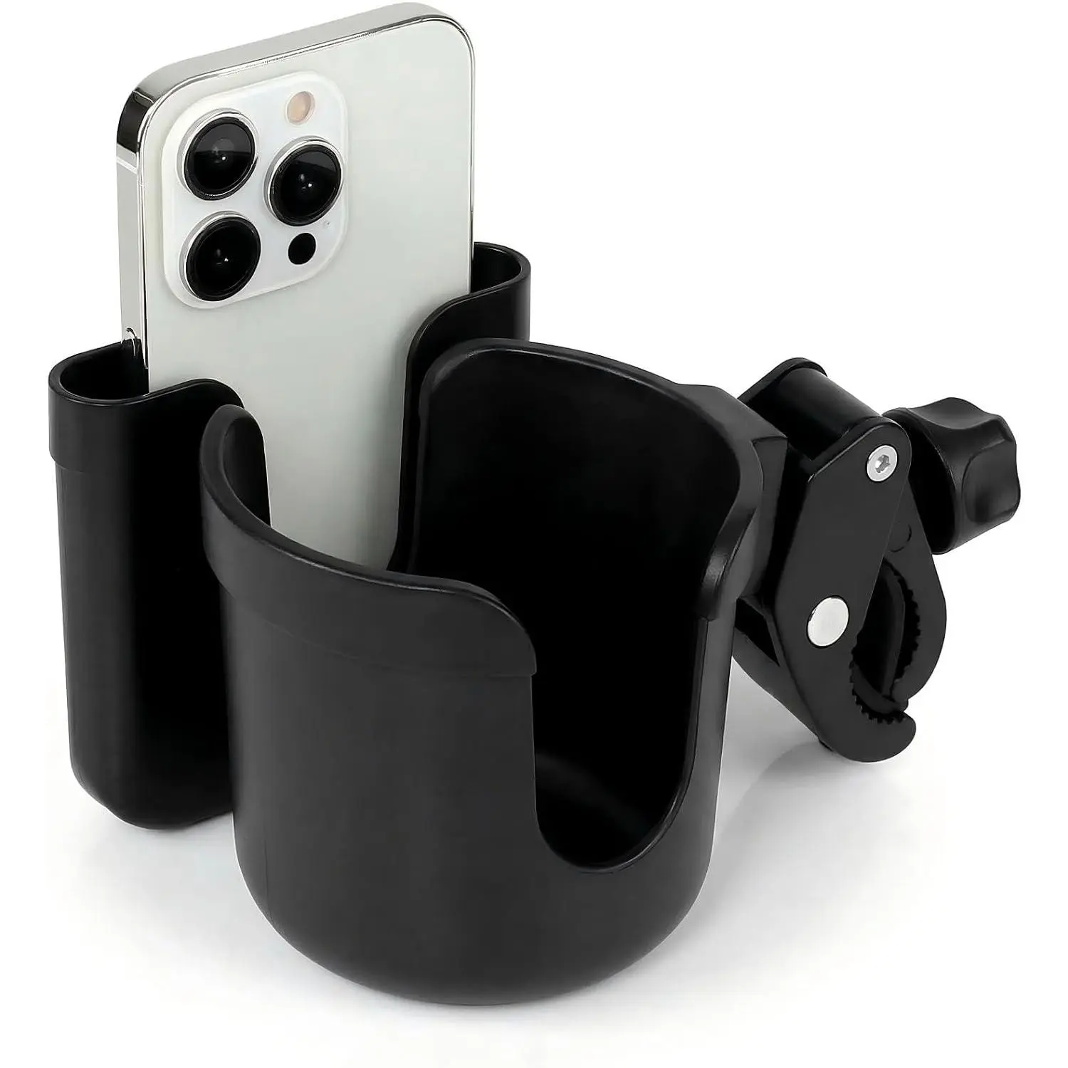 2-in-1 Walker Cup Holder with Phone Holder,  Cup Holder, Rollator Cup Holder, Cup Phone Holder for Walker, , Rollator, Mobility Scooter (Black)
