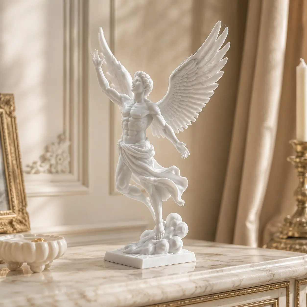 Angel Wings Statue Home Decor, European Classical Mythical Desk Art Desktop Figurine, Living Room Bookshelf Bedroom Office Decoration, Gift for Holidays