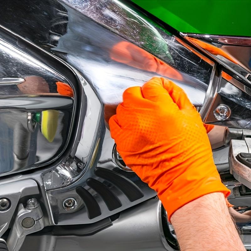 30Pcs Nitrile Gloves Heavy-duty 8g Disposable Orange/Black Diamond-pattern Pure Nitrile Gloves, 8 Mil Thick, Raised Diamond Texture, Powder-free and Latex-free, Suitable for Automotive, Outdoor, Kitchen, and Household Cleaning Use,Home Essentials