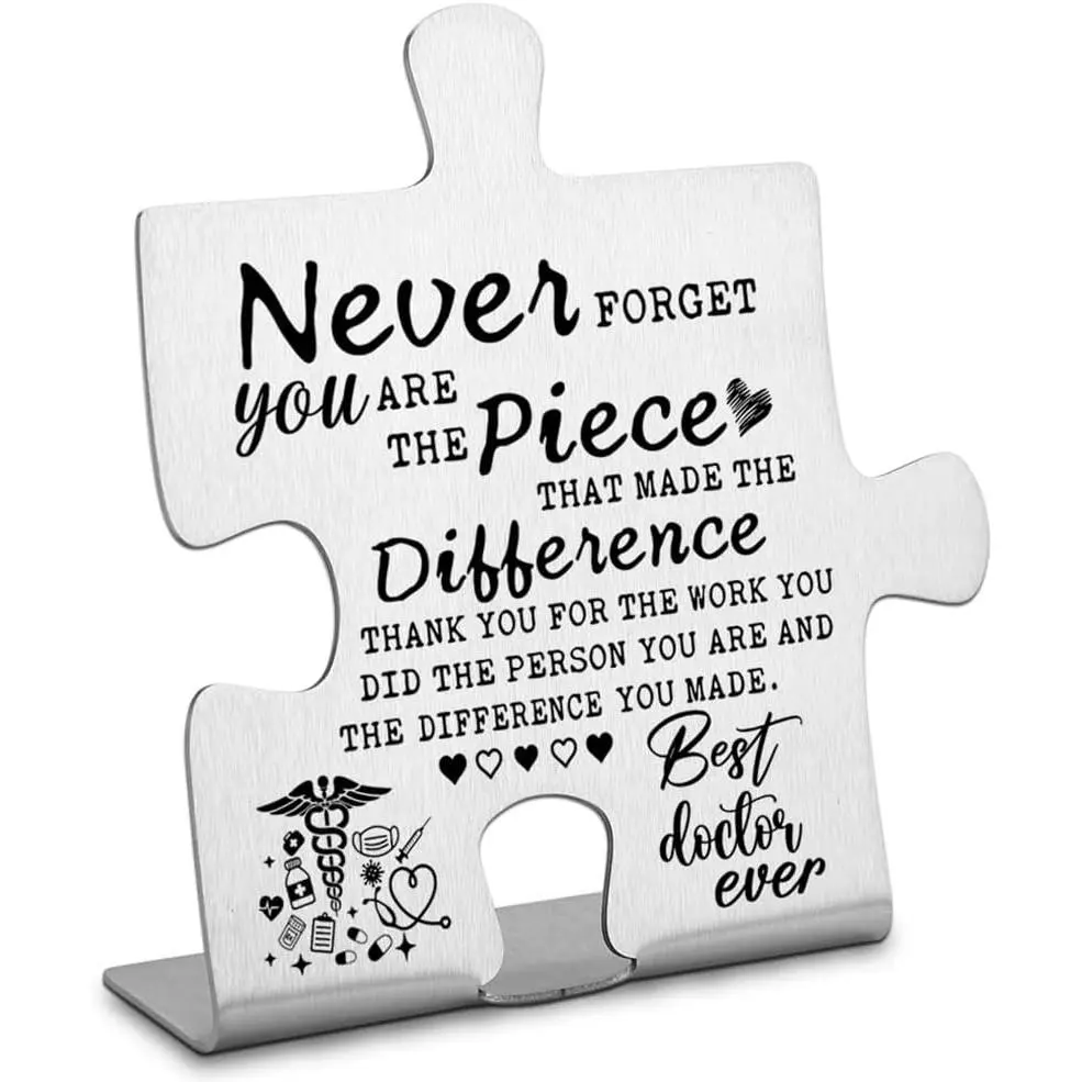 Doctor Appreciation Gifts for Women Men, Going Away Gift Retirement Gift for Doctor Coworker, Never forget you are the Piece that Made the Difference, Thank You Doctor Plaque-DX141