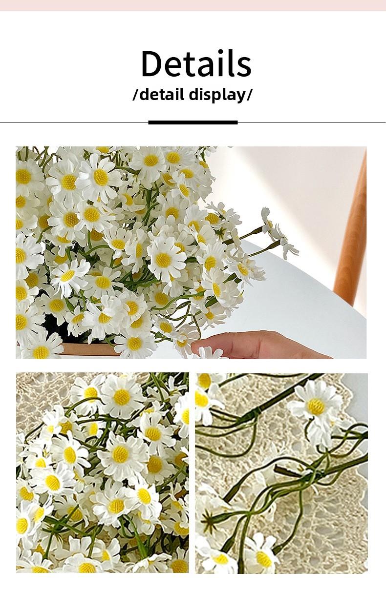 Chamomile artificial flower bouquet, small daisy fake flowers, living room decoration, table flower arrangement, decorative bouquet, photography prop