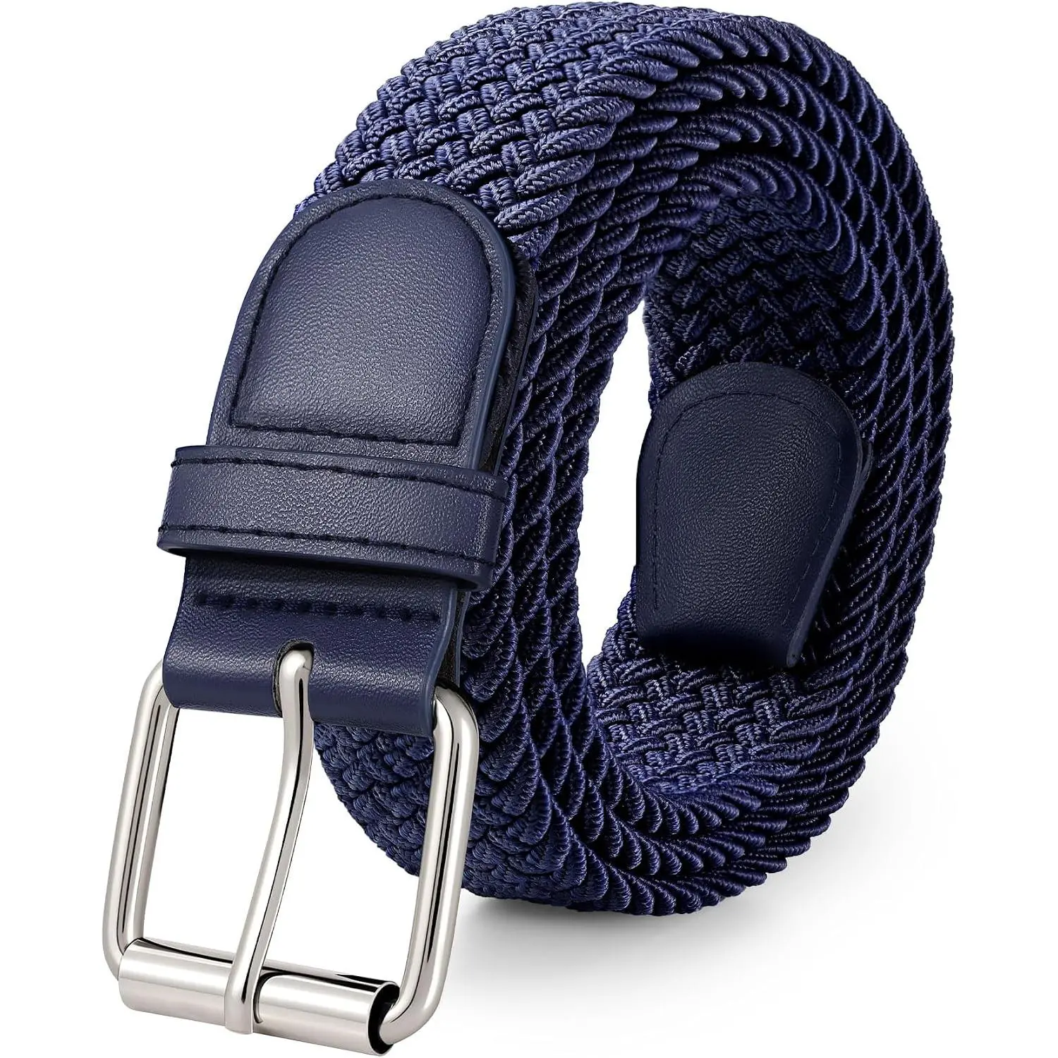 Braided Stretch Belt for Men Golf Casual Fabric Elastic Woven Belt 1 3/8" Adjustable Work