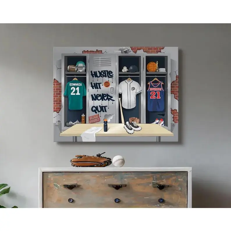 Locker Room Custom Sports Canvas Personalized Gift For Boys Room Decor