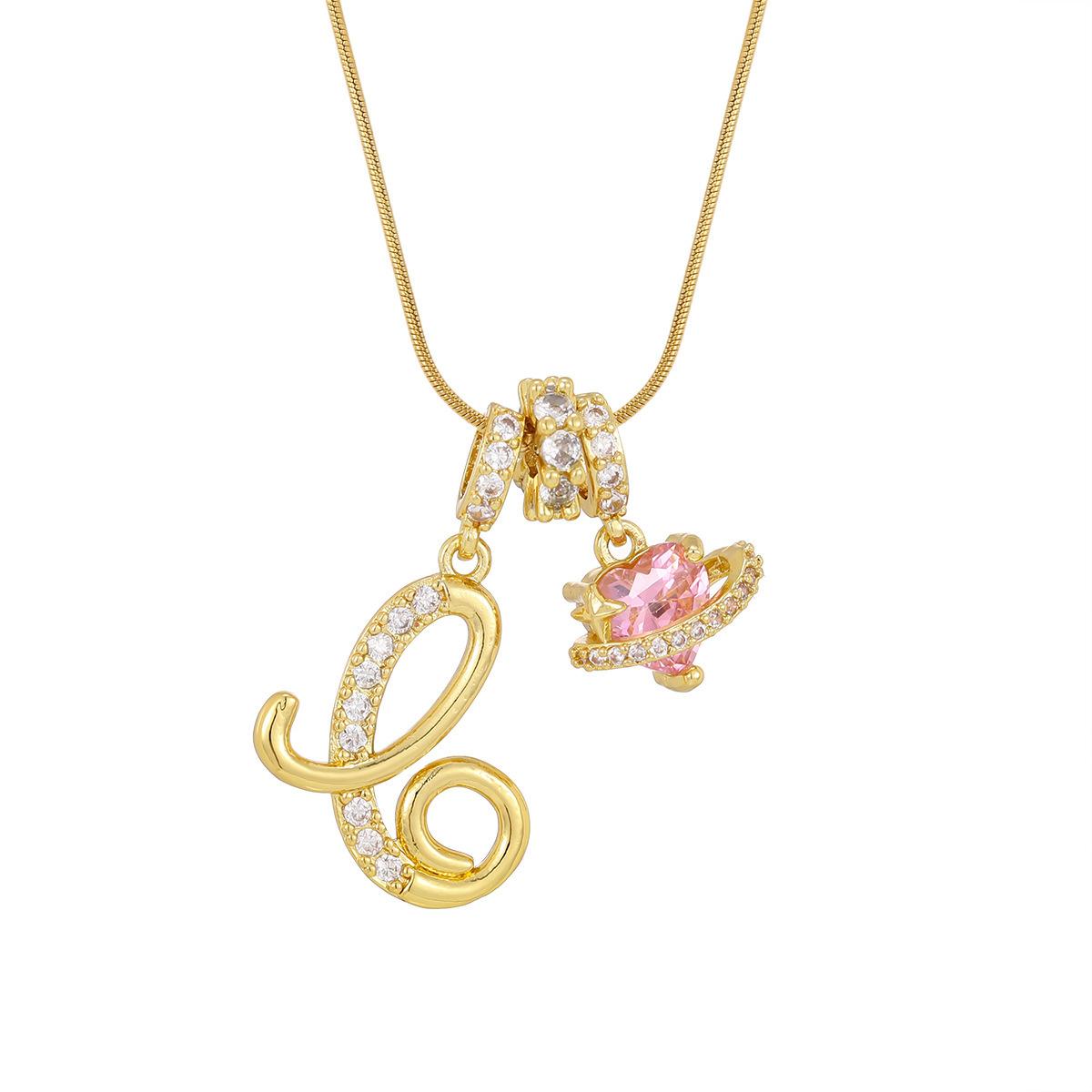 A–Z Initial Necklace for Women, Colorful Cubic Zirconia Letter Pendant, Dopamine Style Gold Tone Chain Necklace, Personalized Cute Jewelry for Daily Wear, Layering Outfit and Gift