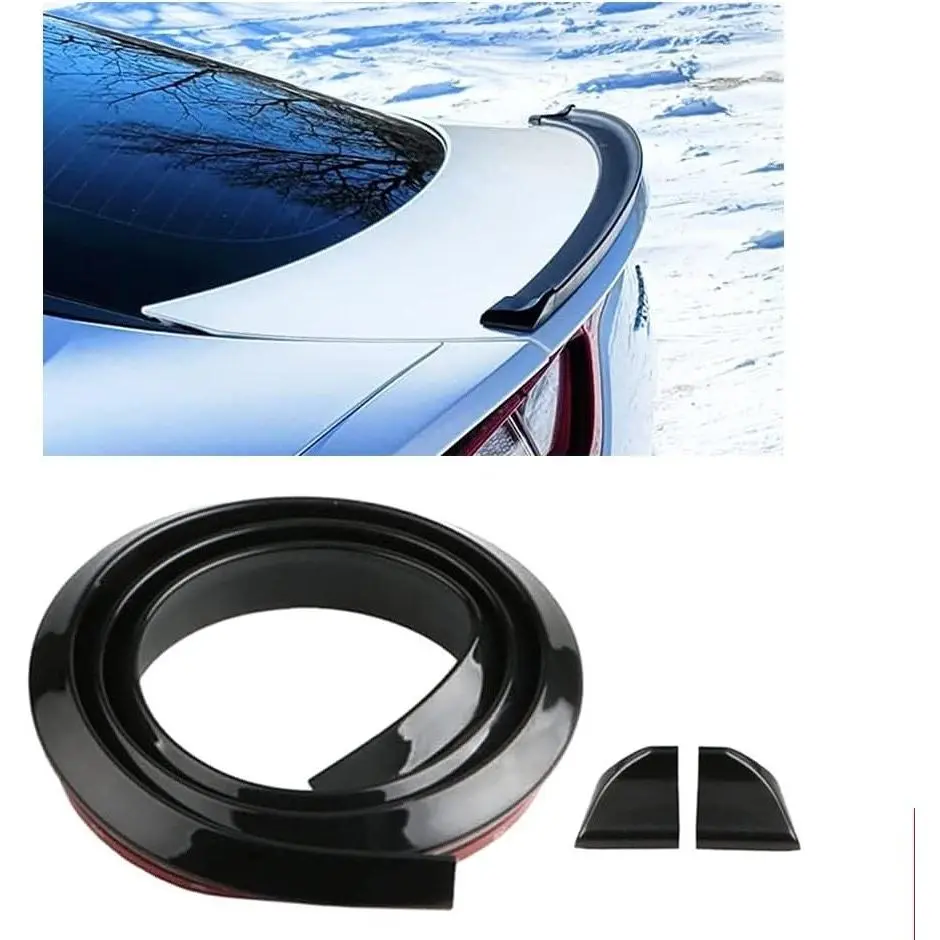 3D PU Carbon Fiber Pattern Car Trunk Roof Lip Spoiler Kit, Punch-Free Rear Spoiler Sticker Bar, Universal Exterior Spoiler for Most Cars, BlackGift
