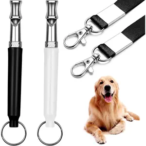 Dog Training Whistle 2 Pack – Adjustable Ultrasonic Silent Dog Whistle for Recall & Anti Barking Training – Professional Pet Behavior Control Whistle with Lanyard (Black & White)