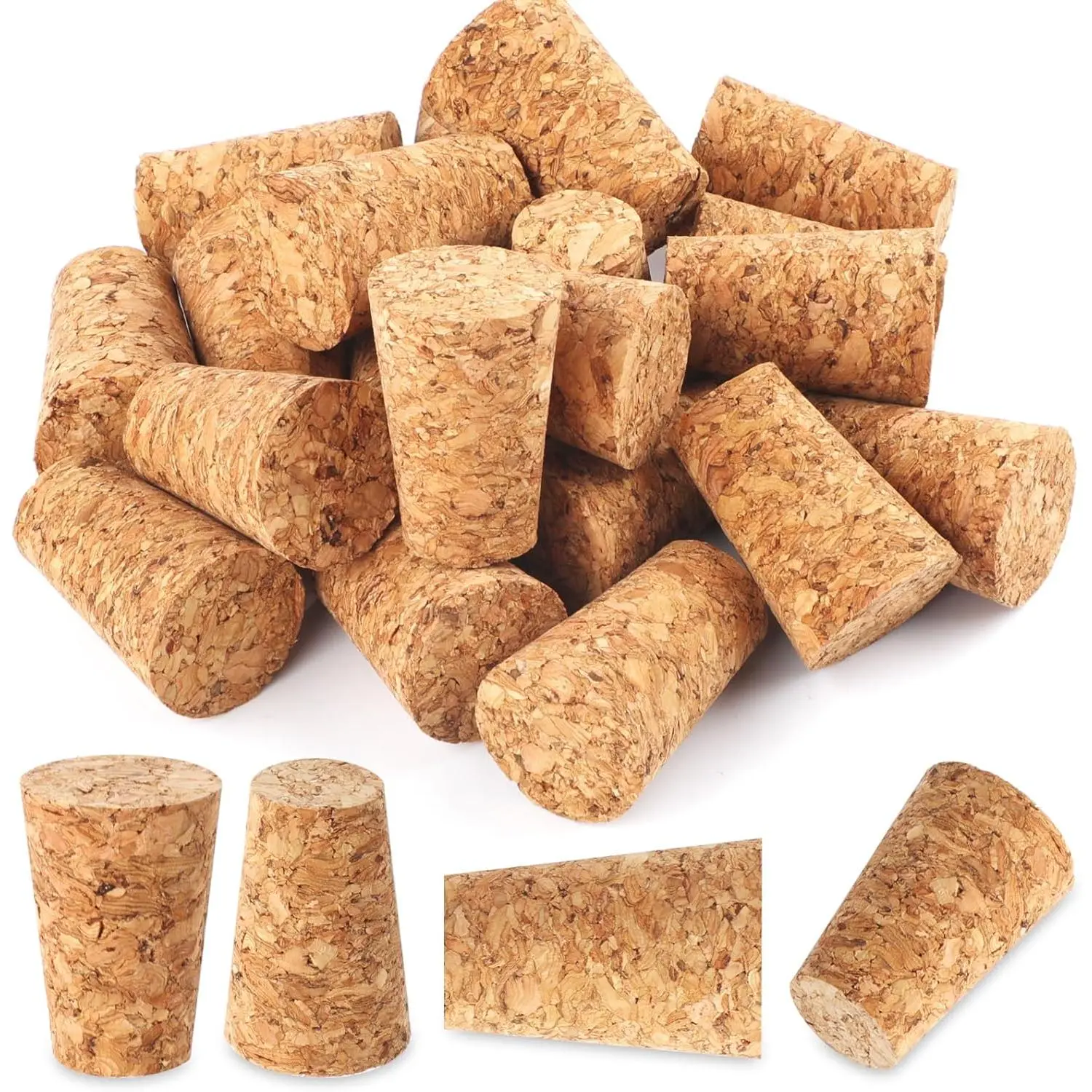 Wine Corks, Natural Soft Wood Wine Bottle Corks, Leakproof Tapered Corks, 20 Pack Wooden Replacement Wine Stoppers for Wine Beer Liquor Bottles, DIY Crafts