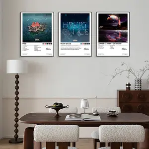 3-Piece Rod Wave Music Poster Set - Perfect for decorating a modern, minimalist hip-hop wall in your bedroom, living room, or cafe. Includes a tracklist, canvas print, and is the perfect gift for music lovers. Frameless.