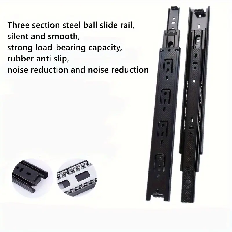 2-Pack 4.5cm Wide Drawer Slides, 16/18/20 Inch Triple Rail, Thick Silent Cabinet Tracks, Ball Bearing Drawer Rails, Quiet Operation