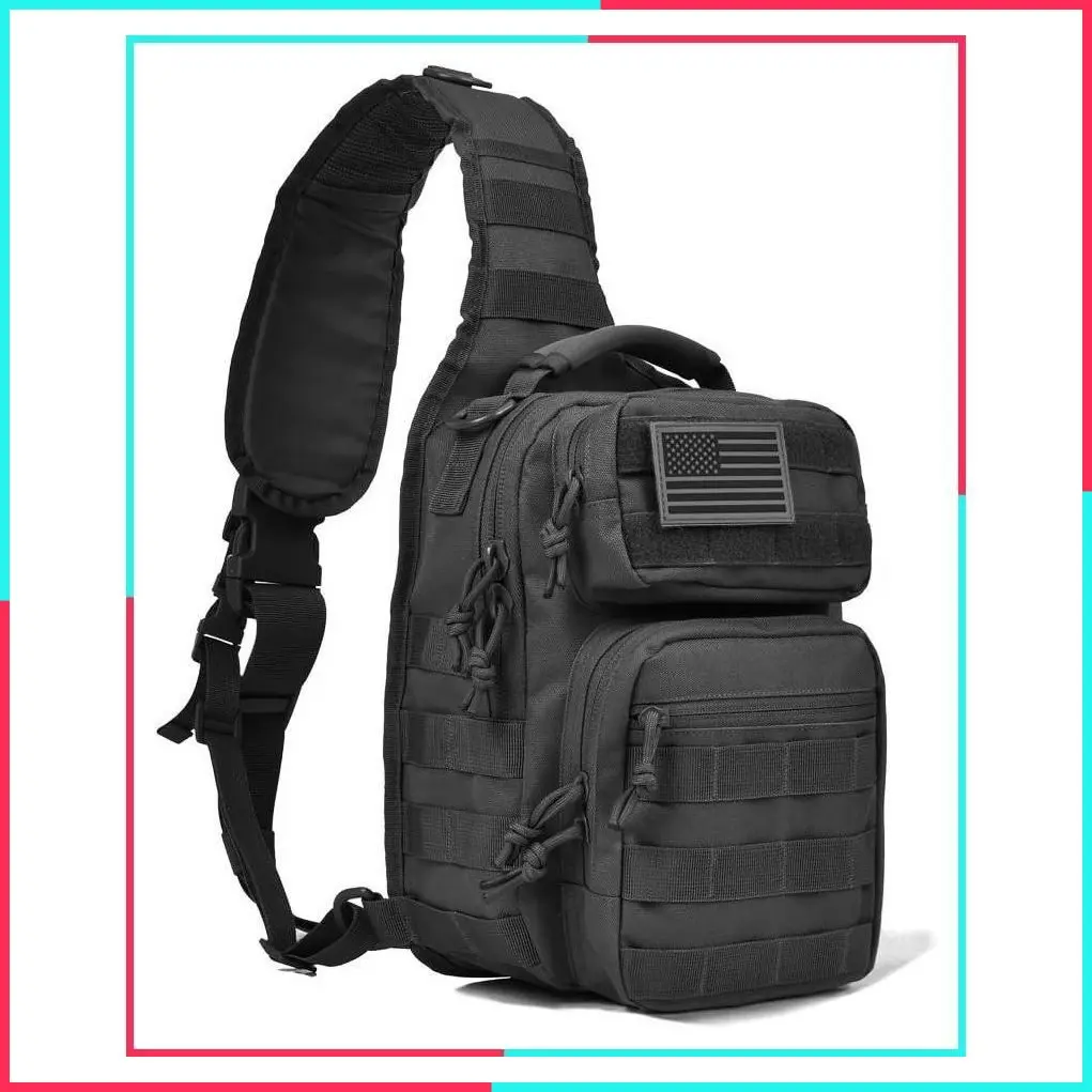 Tactical Single Shoulder Sling Backpack for Men Military Outdoor EDC Range Pack Black