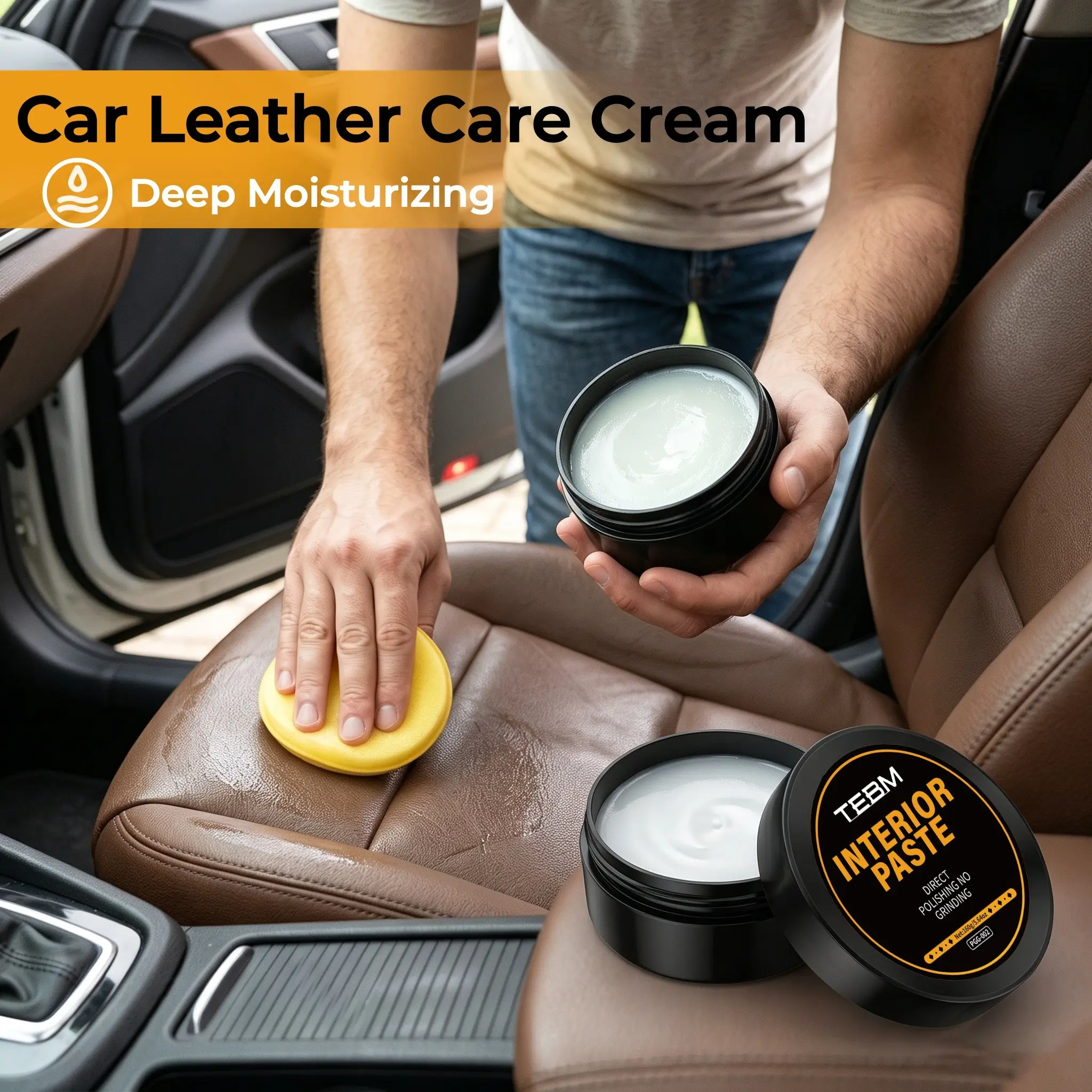 Auto Leather Restorer Care Cream, Nourish Dry Leather Seats Dashboard, Safe for Car Interior & Home Leather Furniture