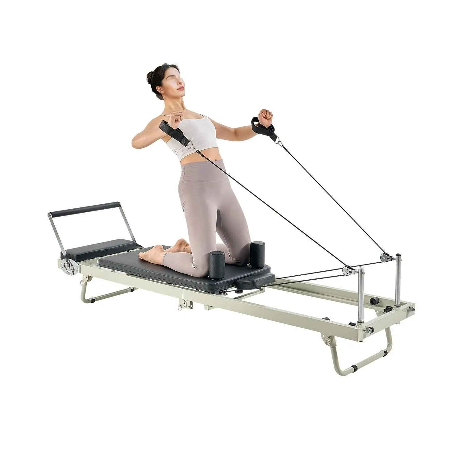 Foldable Pilates Reformer Machine For Home Gym Use, Compact Portable Pilates Equipment With Adjustable Resistance, Non-Slip Platform, Easy Assembly, Space-Saving Design, Delivers Core Strength, Flexibility, Rehabilitation