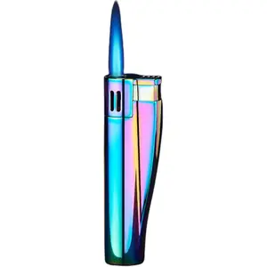 Butane Lighter, Windproof Jet Lighter for Candles Camping (No Gas) (Color Ice)