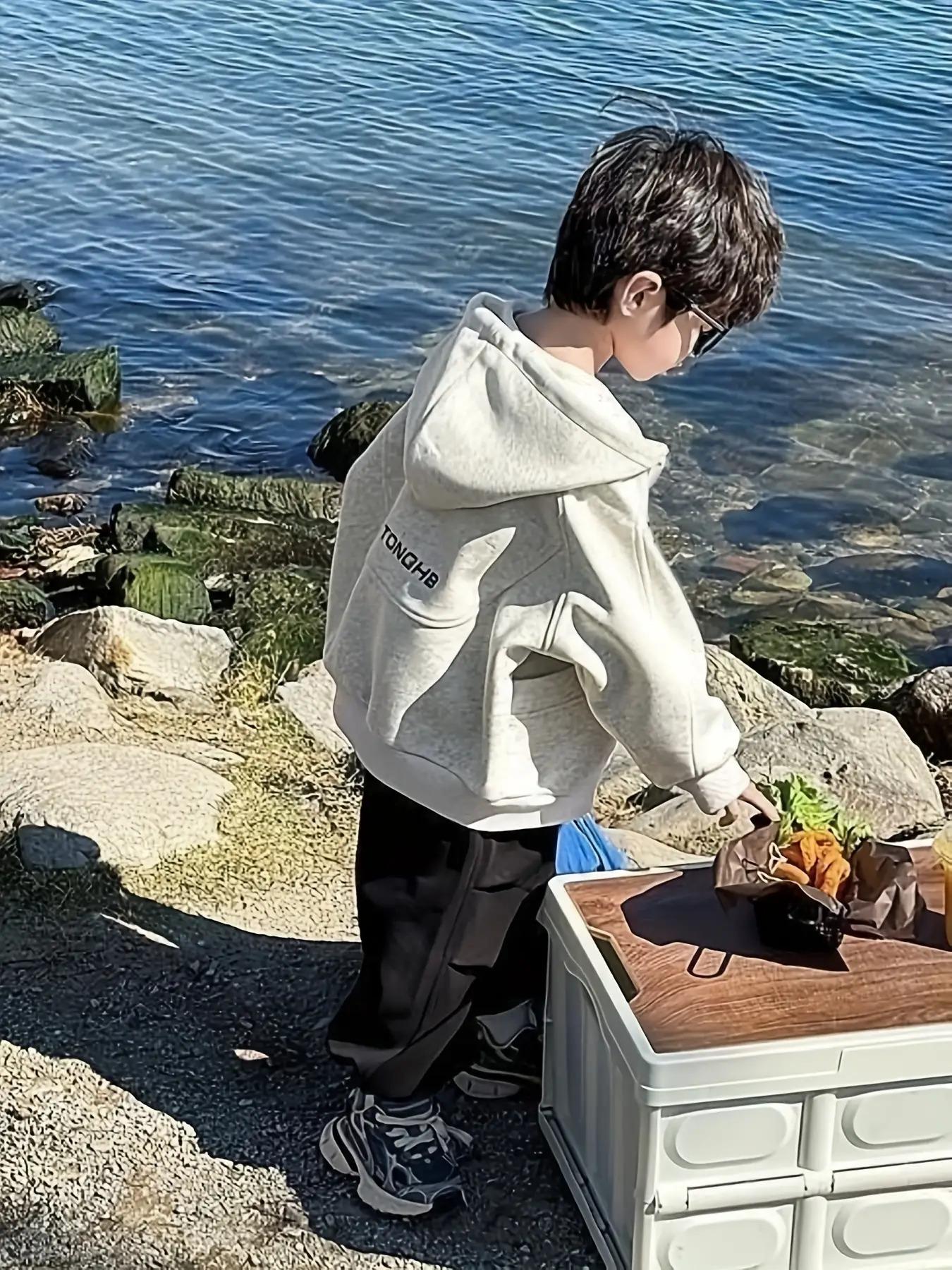 1pc Boys' Hooded Zip-Up Jacket - Casual Long Sleeve Zipper Coat with Pockets, All-Season Outdoor & Everyday Outerwear, Regular Fit for Boys Ages 3-12, Hooded Jacket For Boys, Durable Kids Wear