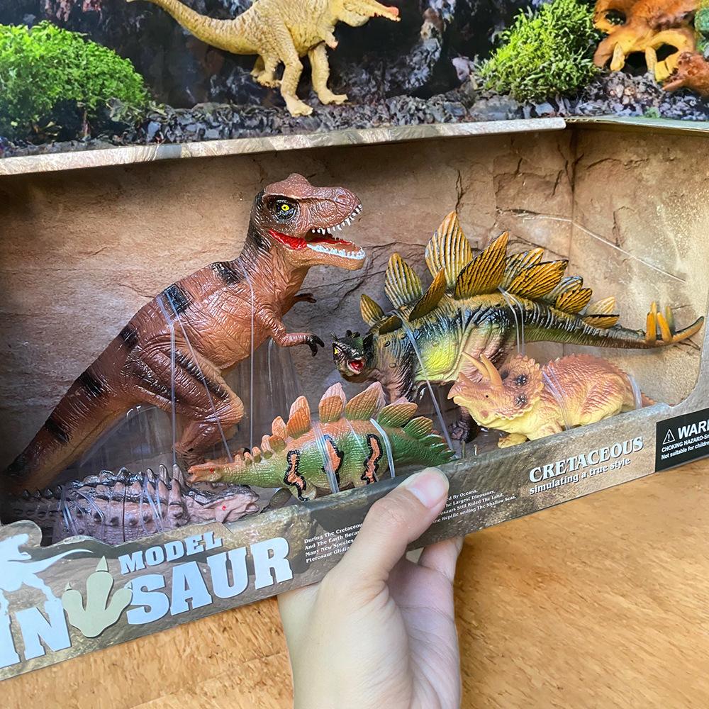6PCS New Realistic Dinosaur Model Toy Set T-Rex Pterosaur Triceratops Mixed Styles Gift Box