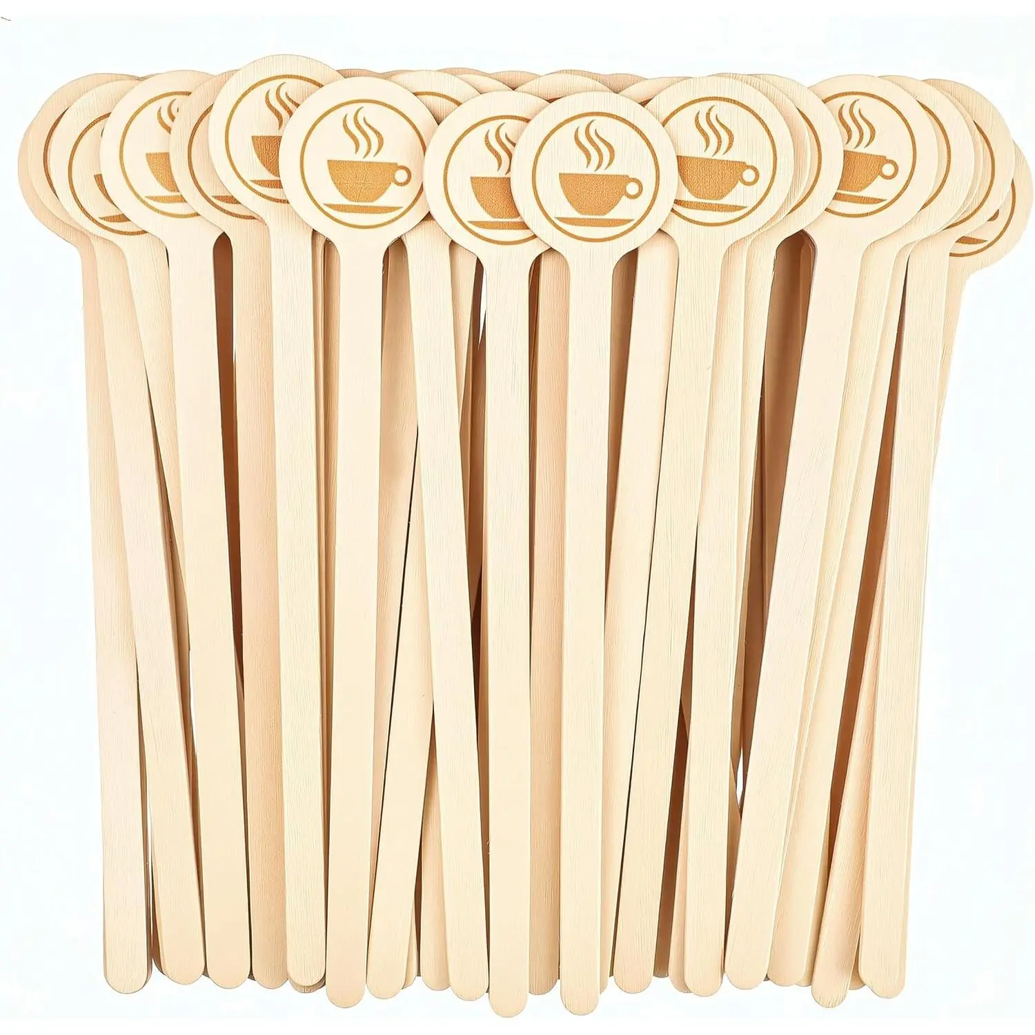 Wooden Coffee Stirrers 100-Pack Coffee Stir Sticks 5.9 Inch Natural Birch Stir Sticks with Round Ends, Disposable Stirring Sticks for Coffee, Cocktails, Milk & Hot Drinks